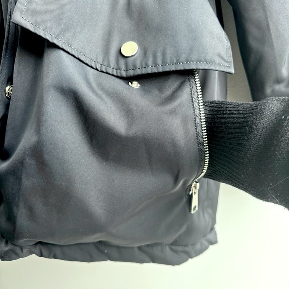 Zara women’s Black Waterproof Gold Tone Removable Faux Fur Hood Size Medium - Picture 9 of 16